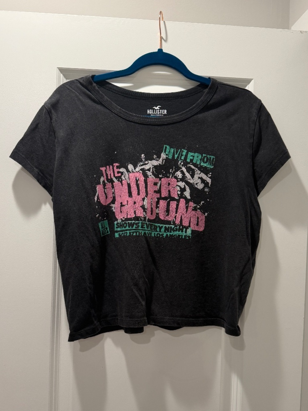 Hollister Live From the Underground Graphic Crop Tee